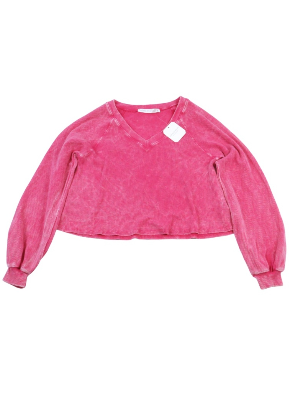 Alter’d State Pink Waffle Crop Top XS NWT Long Sleeve V-Neck